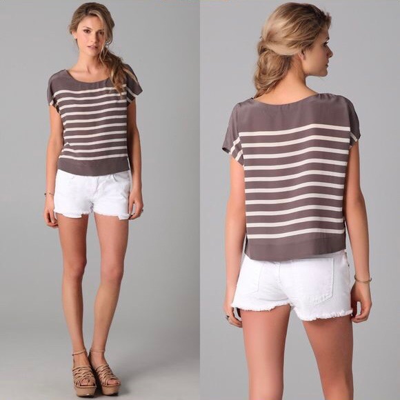 Joie Tops - JOIE Silk Striped Oversized Boxy Sailor Top Size S-M